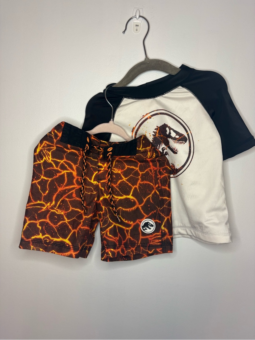 Jurassic World Lava Print Swim Set - Black & Orange